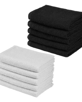Kit 10 Toalhas Rosto Clássica Para Salão De Beleza Atacado Cor Preto Lisa