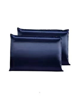 02 Fronhas De Cetim Anti Frizz 70cm X 50cm Par Azul Marinho
