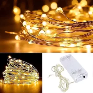 Fio Fada Cordão De Led 2m 20 Leds 3 Funções Bateria Branco Quente Cor das luzes Amarelo Bateria Cabo Branco Wincy Fio de Fada