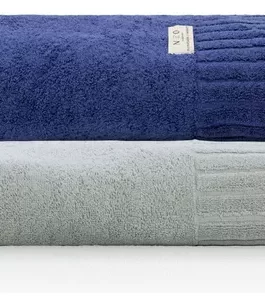 Jogo Toalha De Banho Gigante Ele/ela Velour – 500g/m² Camesa Cor Marinho/limestone