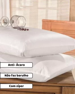 4 Capas Protetora Para Travesseiro Impermeável 180 Fios Cor Branco Liso Temima