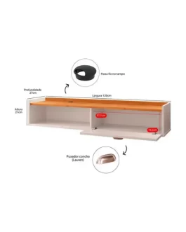 Rack Suspenso Sala Estar Quarto Compacto 1 Porta