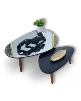 Conjunto de Mesas de Centro Cor Tampo Preto Demoglass Paris Mirror Black