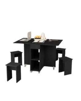 Mesa Dobrável Faro Jade E 4 Banquetas Prática Vira Aparador