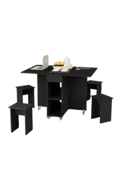 Mesa Dobrável Faro Jade E 4 Banquetas Prática Vira Aparador