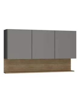 Armário Aéreo 120cm 3 Portas Lina Gris/freijó