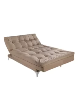 Sofá-cama 3 Lugares Casal Versátil Veludo Liso Cor Areia 376 Império