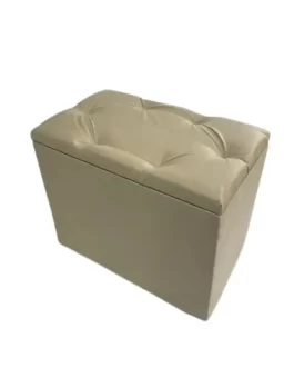 Puff Baú Bege Suede Retangular Quarto Sala Casa Decoração