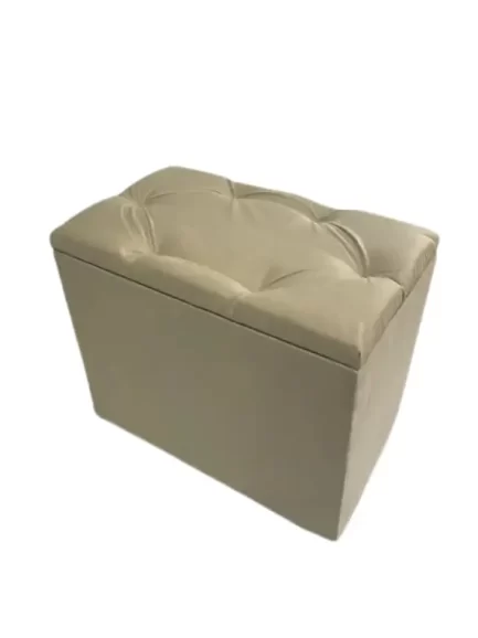 Puff Baú Bege Suede Retangular Quarto Sala Casa Decoração