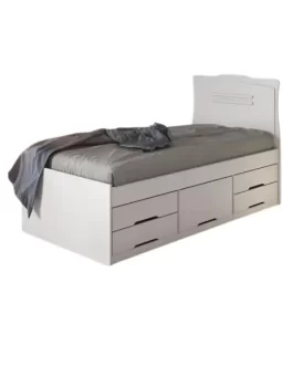 Cama Solteiro Júlia Com 5 Gavetas – Branco