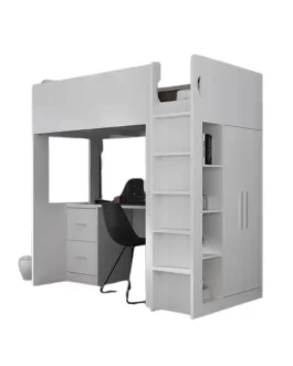 Cama Com Armário 4 Nichos 1 Mesa Multiambientes Escritório 2 Gavetas