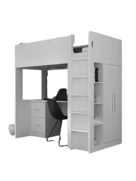 Cama Com Armário 4 Nichos 1 Mesa Multiambientes Escritório 2 Gavetas
