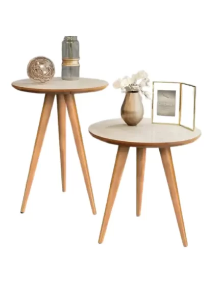 Conjunto De Mesas Centro Redonda Pé Palito Para Sala Quarto