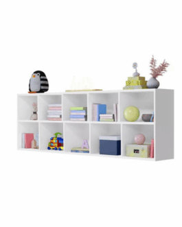 Armário Organizador Multiuso Com 10 Nichos Branco Decoração Estilo Montessoriano Em Mdf Prado Móveis