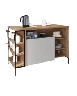 Mesa Bancada Cozinha 131cm Com Armário 2 Portas E Prateleiras