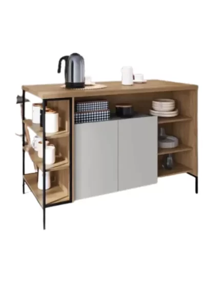 Mesa Bancada Cozinha 131cm Com Armário 2 Portas E Prateleiras