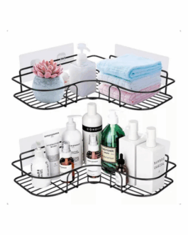 Kit Porta Shampoo Sabonete Suporte De Canto Parede Banheiro Prateleira Nicho Multifuncional Sem Furar Parede
