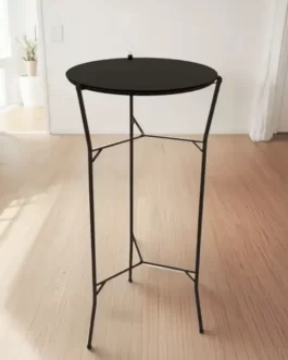 Mesa Alta Bistrô Tampo Redondo Mdf Dobrável Articulada Aço