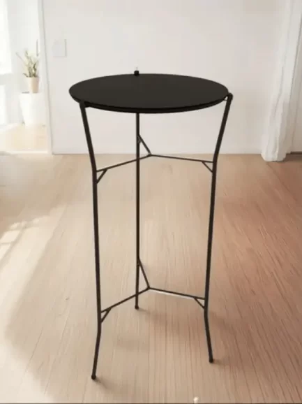 Mesa Alta Bistrô Tampo Redondo Mdf Dobrável Articulada Aço